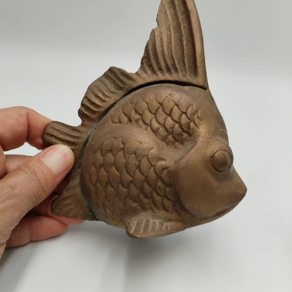 Vtg Solid Brass Fish Statues Figurines Pair Tropical Angelfish Set 2 MCM Beach